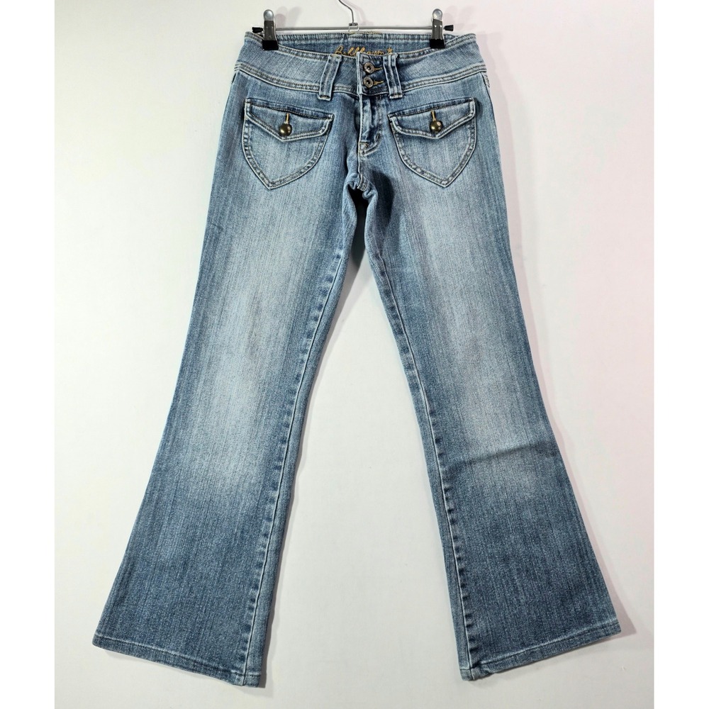 Bubblegum USA Light Wash Flare Jeans Y2K Low Rise Flap Pockets Size 5/6